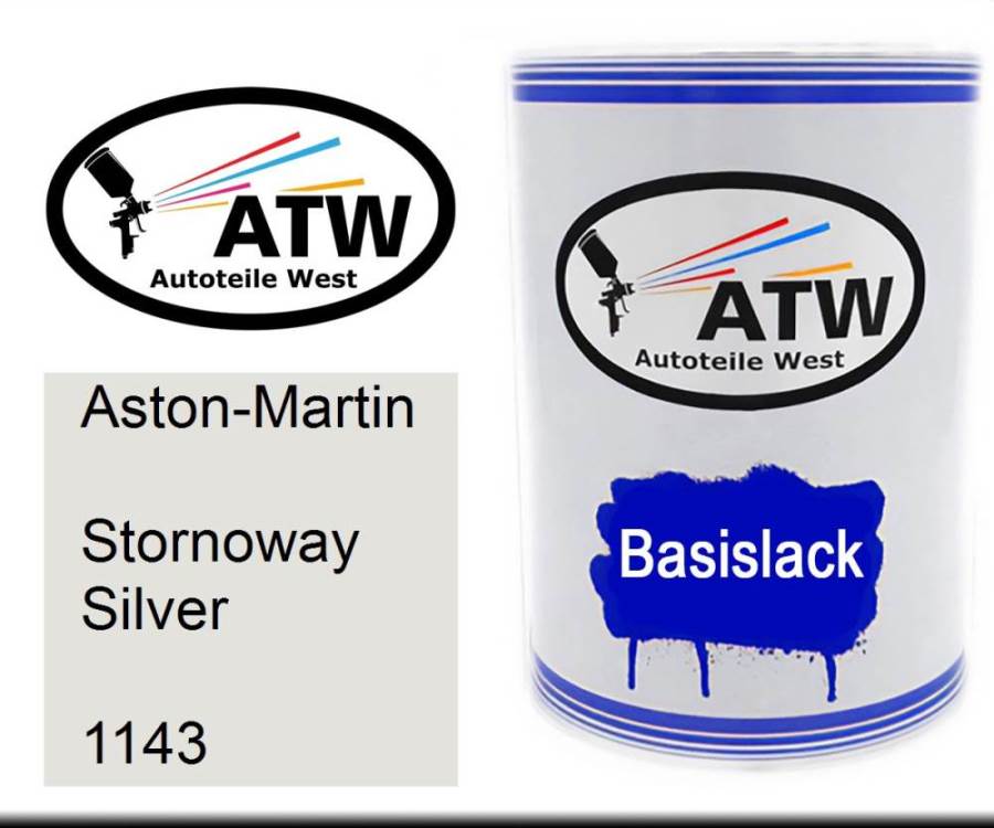 Aston-Martin, Stornoway Silver, 1143: 500ml Lackdose, von ATW Autoteile West.